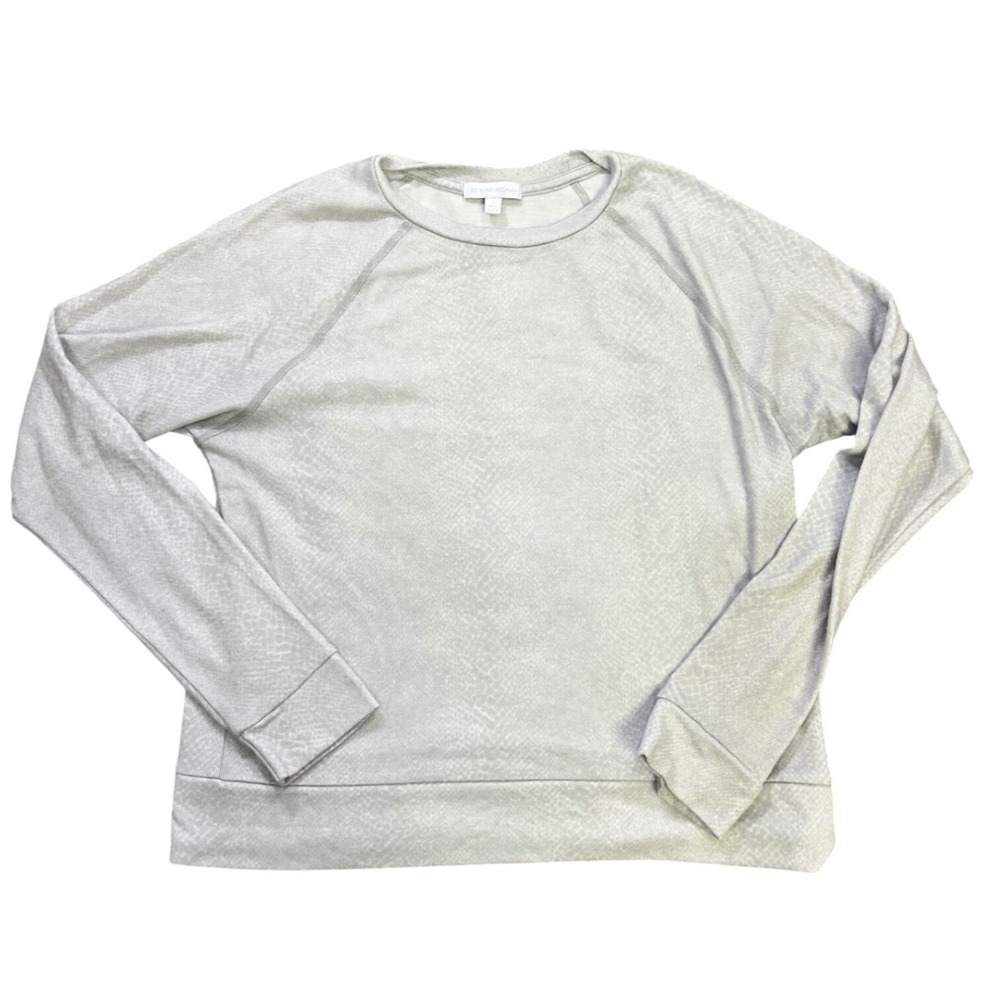 Beyond Yoga Womens Snakeskin Print Raglan Pullover Sweatshirt Grey Silver Small‎